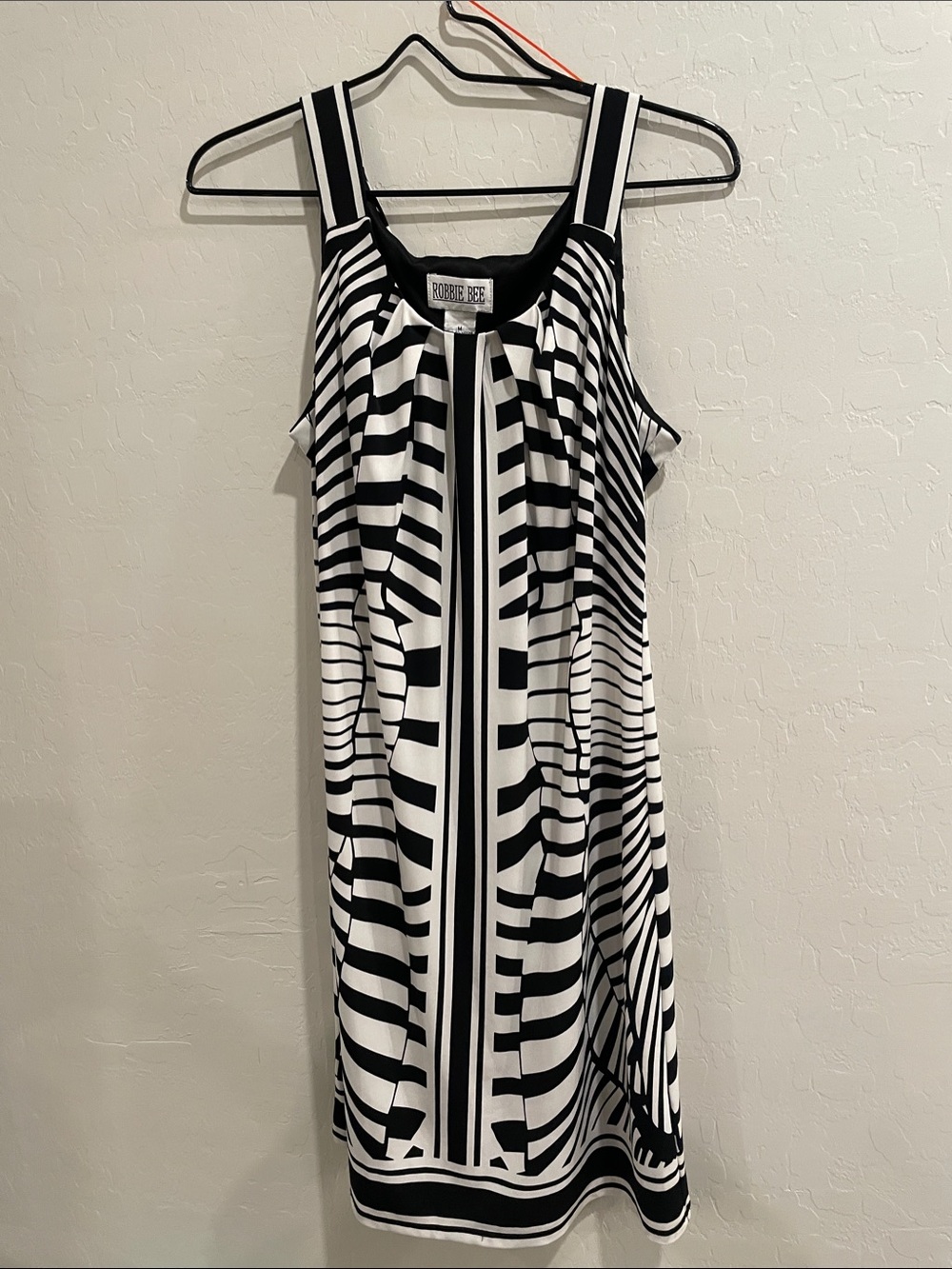 Robbie Bee Black and White Striped Midi Dress